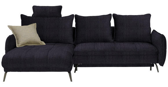 ECKSOFA in Flachgewebe Schwarz  - Schwarz, Design, Textil/Metall (180/273cm) - Hom`in