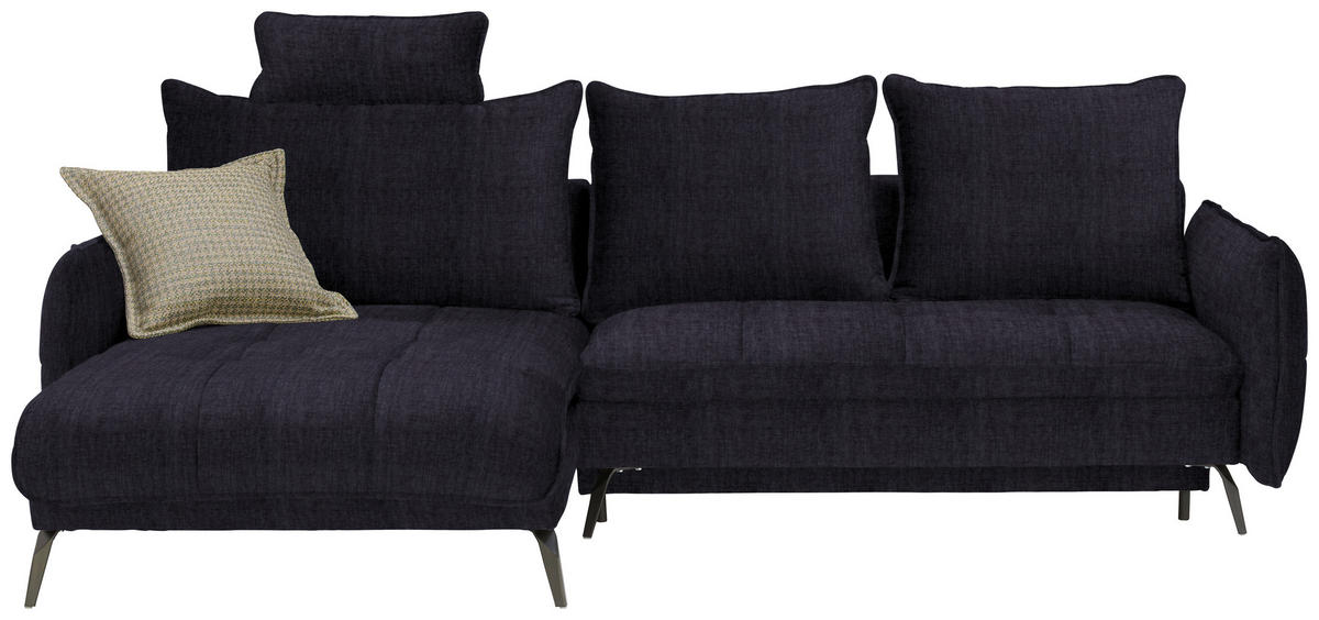 ECKSOFA in Flachgewebe Schwarz  - Schwarz, Design, Textil/Metall (180/273cm) - Hom`in