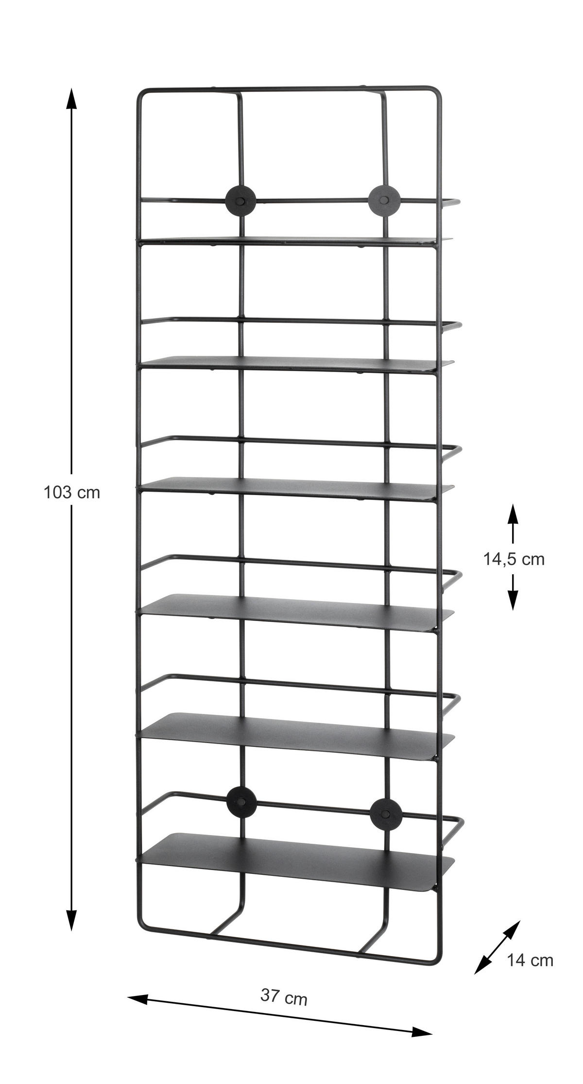 WANDREGAL 37/103/14 cm  - Schwarz, Design, Metall (37/103/14cm)