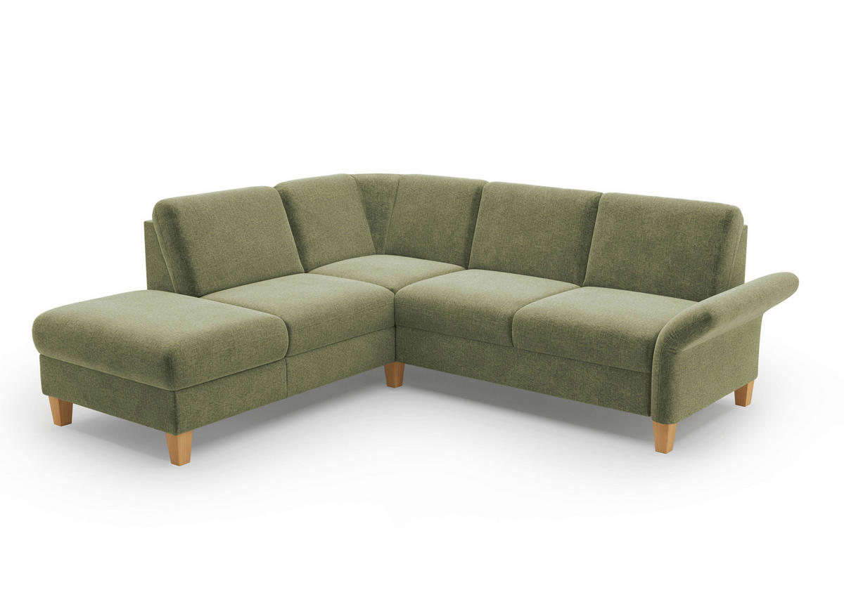 ECKSOFA ROCHELLE E Hellgrün Flachgewebe  - Eichefarben/Hellgrün, KONVENTIONELL, Holz/Textil (216/240cm) - Sit & More