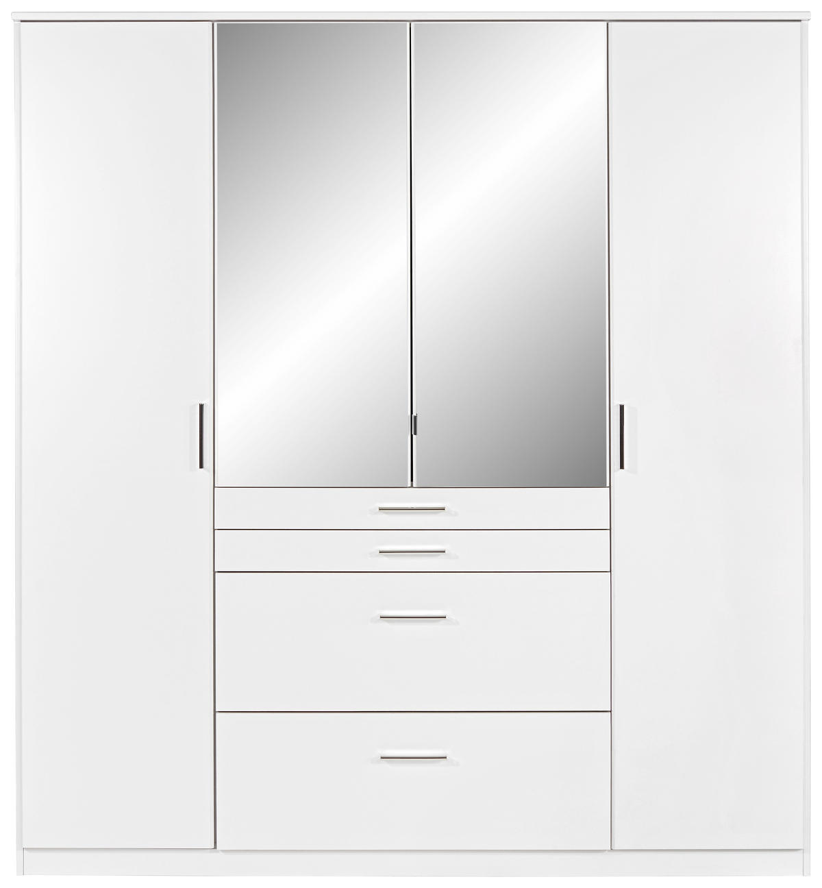 KLEIDERSCHRANK 180/198/58 cm Weiß  - Alufarben/Weiß, KONVENTIONELL, Holzwerkstoff/Kunststoff (180/198/58cm) - MID.YOU