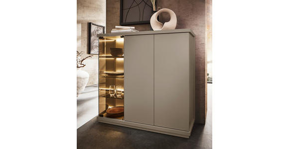 HIGHBOARD Taupe  117/128/38 cm  - Taupe, Design, Glas/Holzwerkstoff (117/128/38cm) - Belluti