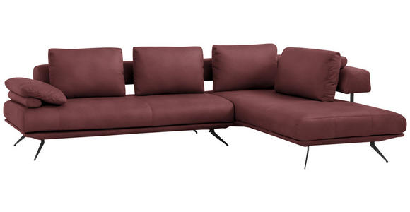 ECKSOFA in Echtleder Bordeaux  - Bordeaux/Schwarz, Design, Leder/Metall (305/231cm) - Dieter Knoll