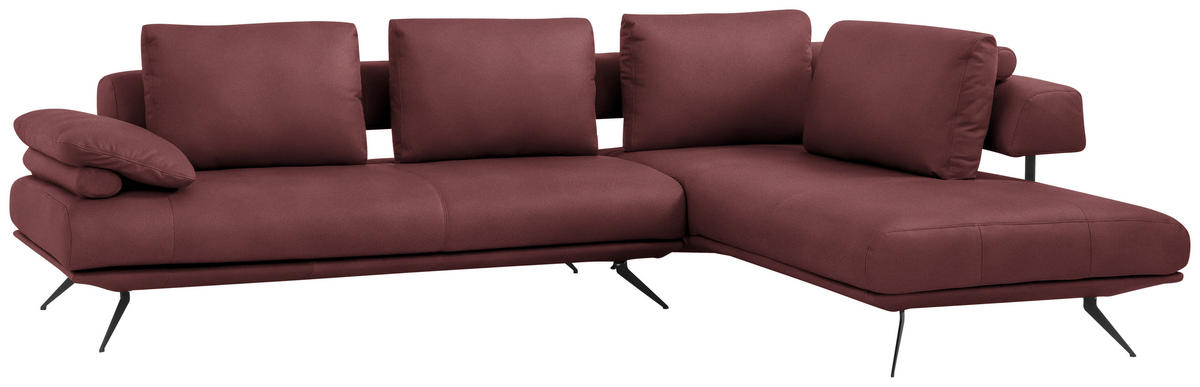 ECKSOFA in Echtleder Bordeaux  - Bordeaux/Schwarz, Design, Leder/Metall (305/231cm) - Dieter Knoll