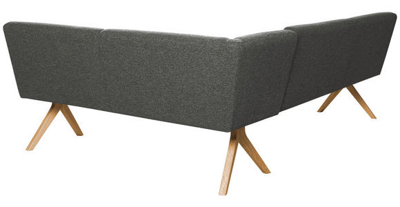 ECKBANK 238/172 cm Webstoff Dunkelgrau Eiche vollmassiv   - Eichefarben/Dunkelgrau, KONVENTIONELL, Holz/Textil (238/172cm) - Linea Natura