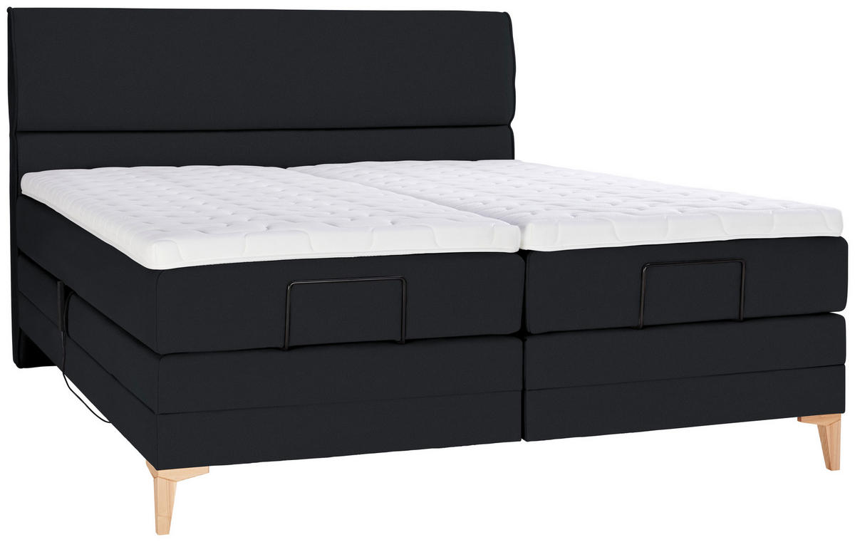 BOXSPRINGBETT 180/200 cm  in Schwarz  - Eichefarben/Schwarz, Konventionell, Holz/Textil (180/200cm) - Voleo