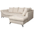 ECKSOFA Creme Struktur  - Creme/Schwarz, KONVENTIONELL, Textil/Metall (247/194cm) - Carryhome