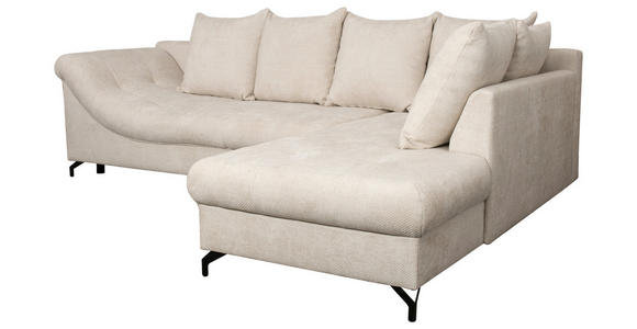 ECKSOFA Creme Struktur - Creme/Schwarz, KONVENTIONELL, Textil/Metall (247/194cm) - Carryhome