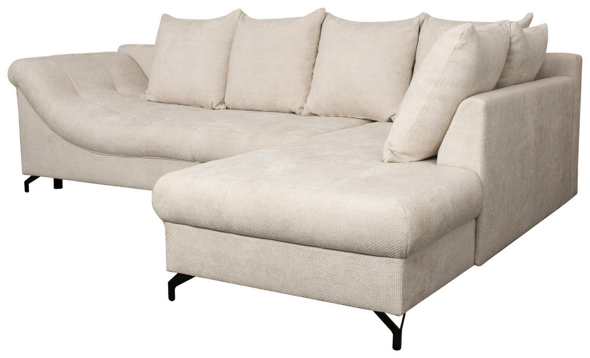 ECKSOFA in Struktur Creme  - Creme/Schwarz, Konventionell, Textil/Metall (274/194cm) - Carryhome