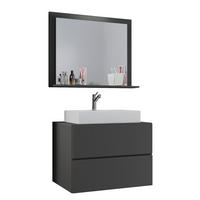 BADEZIMMER 3-teilig 60 cm  - Weiss/Anthrazit, Modern, Keramik/Holzwerkstoff (60cm) - MID.YOU