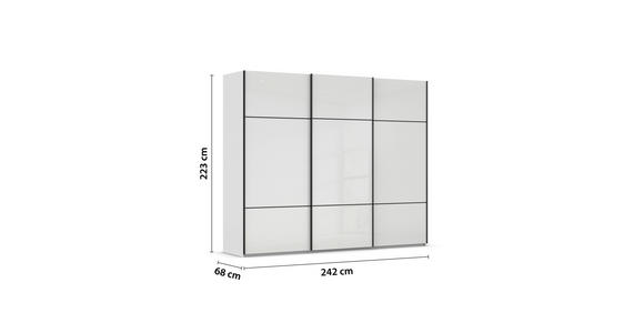 SCHWEBETÜRENSCHRANK in Grau, Weiß - Schwarz/Weiß, KONVENTIONELL, Glas/Holzwerkstoff (242/223/68cm) - Novel