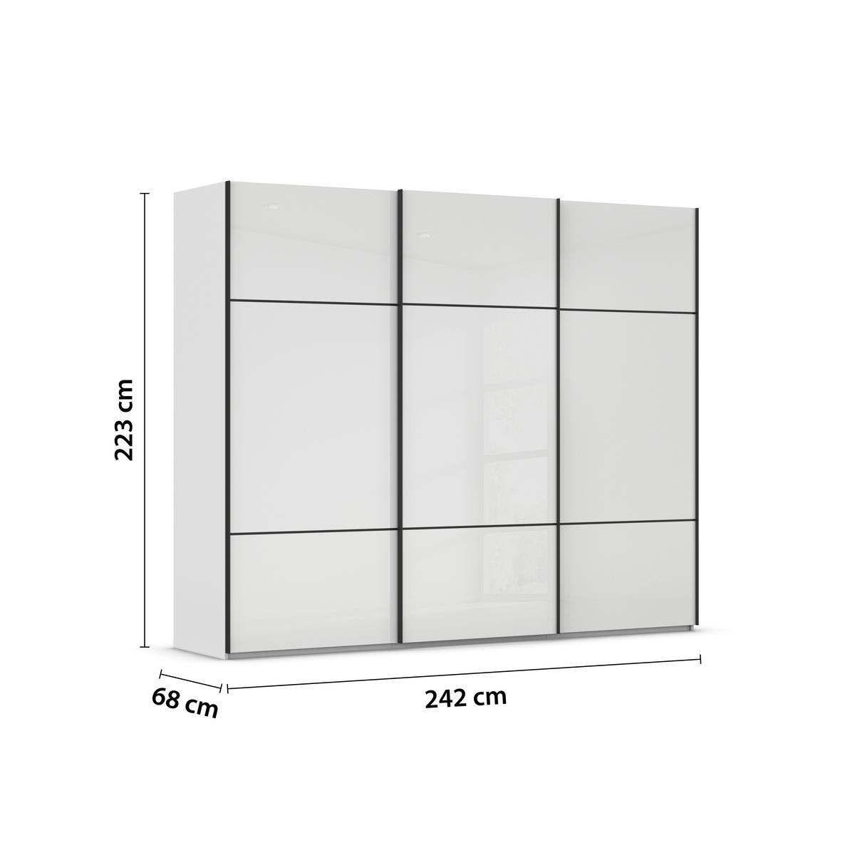 SCHWEBETÜRENSCHRANK  in Grau, Weiß  - Schwarz/Weiß, KONVENTIONELL, Glas/Holzwerkstoff (242/223/68cm) - Novel