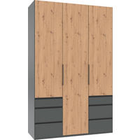 DREHTÜRENSCHRANK  in Graphitfarben, Eiche Artisan  - Schwarz/Graphitfarben, KONVENTIONELL, Holzwerkstoff/Metall (150/236/58cm) - Hom`in