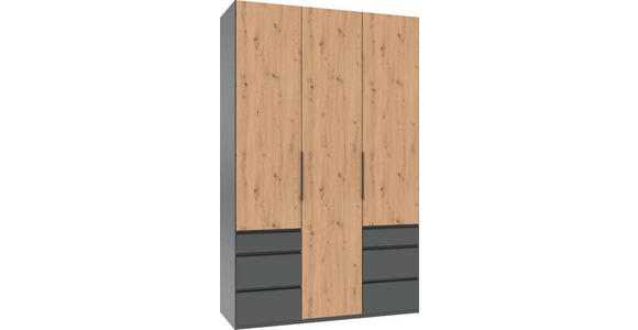 DREHTÜRENSCHRANK in Graphitfarben, Eiche Artisan - Schwarz/Graphitfarben, KONVENTIONELL, Holzwerkstoff/Metall (150/236/58cm) - Hom`in