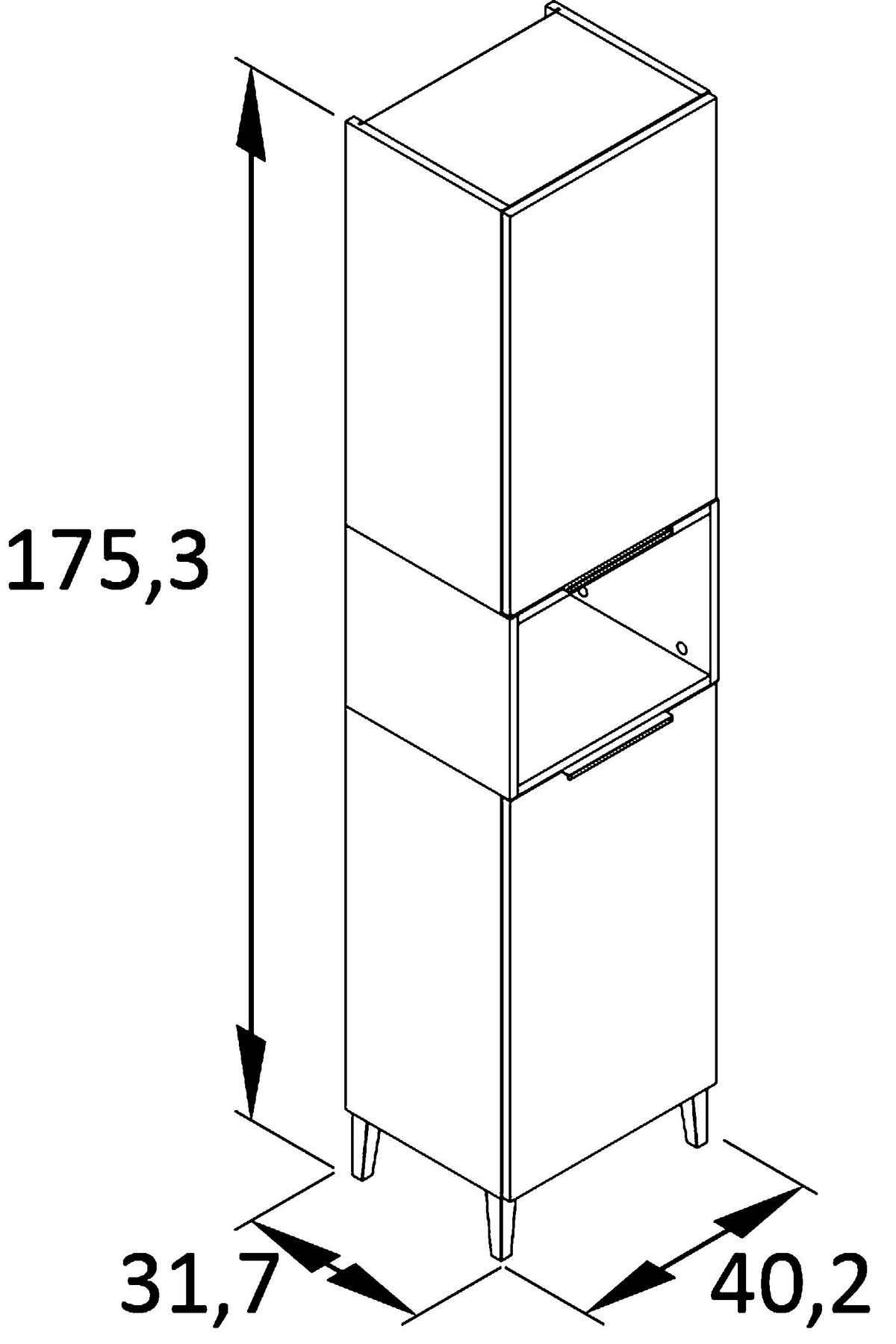 HOCHSCHRANK 40,2/175,3/31,9 cm  - Eichefarben/Pastellgrün, MODERN, Holzwerkstoff/Kunststoff (40,2/175,3/31,9cm) - Stylife