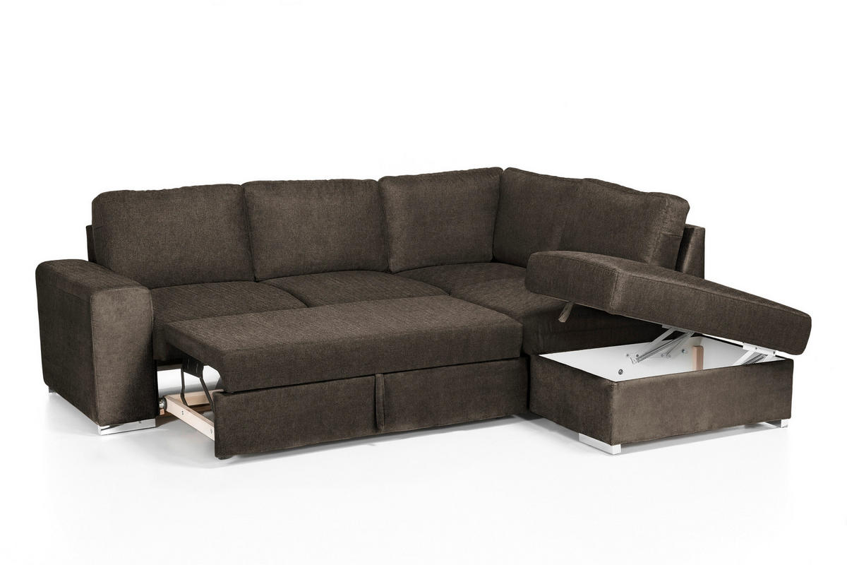 ECKSOFA in Mikrofaser Dunkelbraun  248/213 cm  - Chromfarben/Dunkelbraun, KONVENTIONELL, Textil/Metall (248/213cm) - MID.YOU