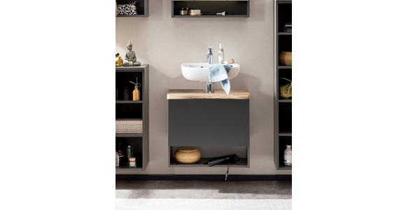 WASCHTISCHUNTERSCHRANK 61/55/40 cm  - Silberfarben/Eiche Wotan, Natur, Holzwerkstoff/Kunststoff (61/55/40cm) - Xora