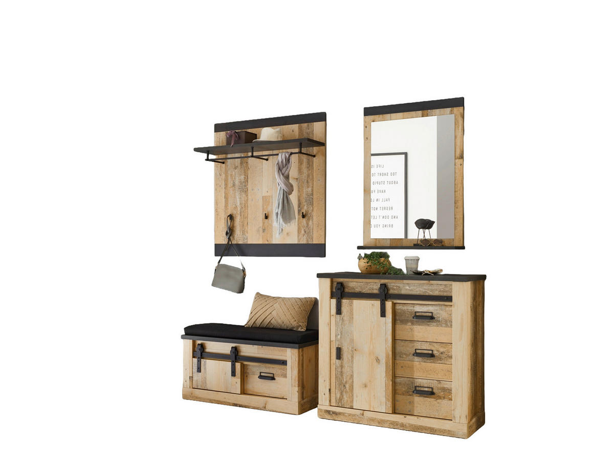 GARDEROBE 5-teilig  in 206/200/43 cm  - Anthrazit/Naturfarben, Design, Glas/Holzwerkstoff (206/200/43cm) - Modante