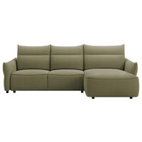 ECKSOFA Olivgrün Webstoff Rückenkissen, Bettkasten, Schlaffunktion, Rücken echt, Liegefläche im Originalstoff  - Schwarz/Olivgrün, KONVENTIONELL, Kunststoff/Textil (306/179cm) - Milino