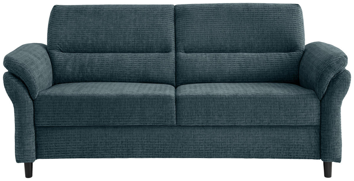 3-SITZER-SOFA in Mikrofaser Blau  - Blau/Schwarz, Modern, Holz/Textil (192/90/89cm) - Livetastic