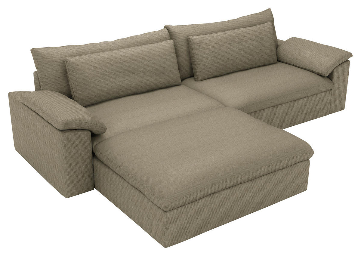 ECKSOFA  Chenille Taupe  - Taupe/Schwarz, Modern, Kunststoff/Textil (198/306cm) - Carryhome