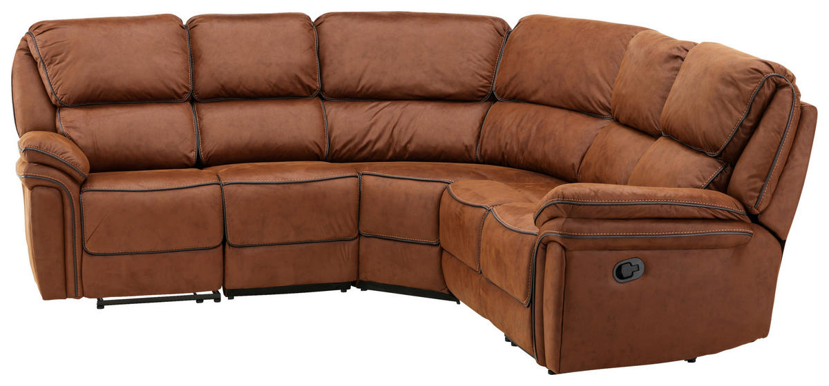 ECKSOFA Braun, Schwarz Lederlook (vegan)  - Schwarz/Braun, Design, Textil (169/169cm) - Livetastic