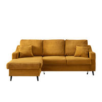 ECKSOFA Goldfarben Cord  - Goldfarben/Schwarz, Design, Holz/Textil (150/228cm) - P & B