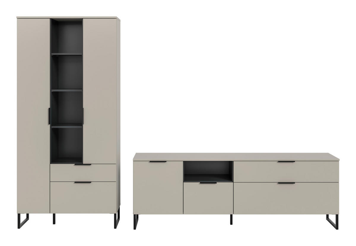 REGAL ZA DNEVNI BORAVAK kašmir   - kašmir/crna, Design, drvni materijal/metal (290/192/41cm) - Livetastic