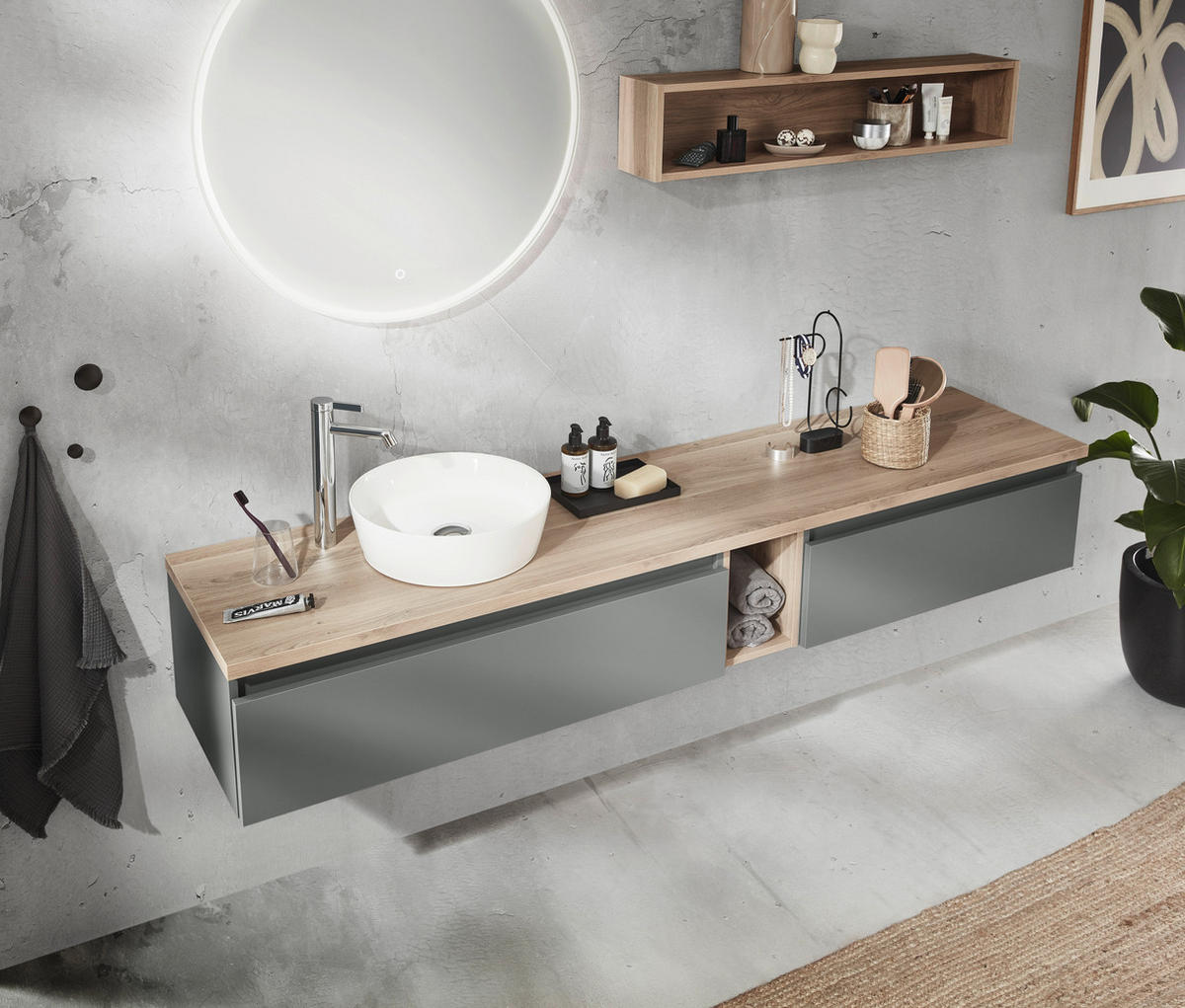 BADEZIMMERREGAL 100/20/15 cm  - Eichefarben, Design, Holzwerkstoff (100/20/15cm) - Novel