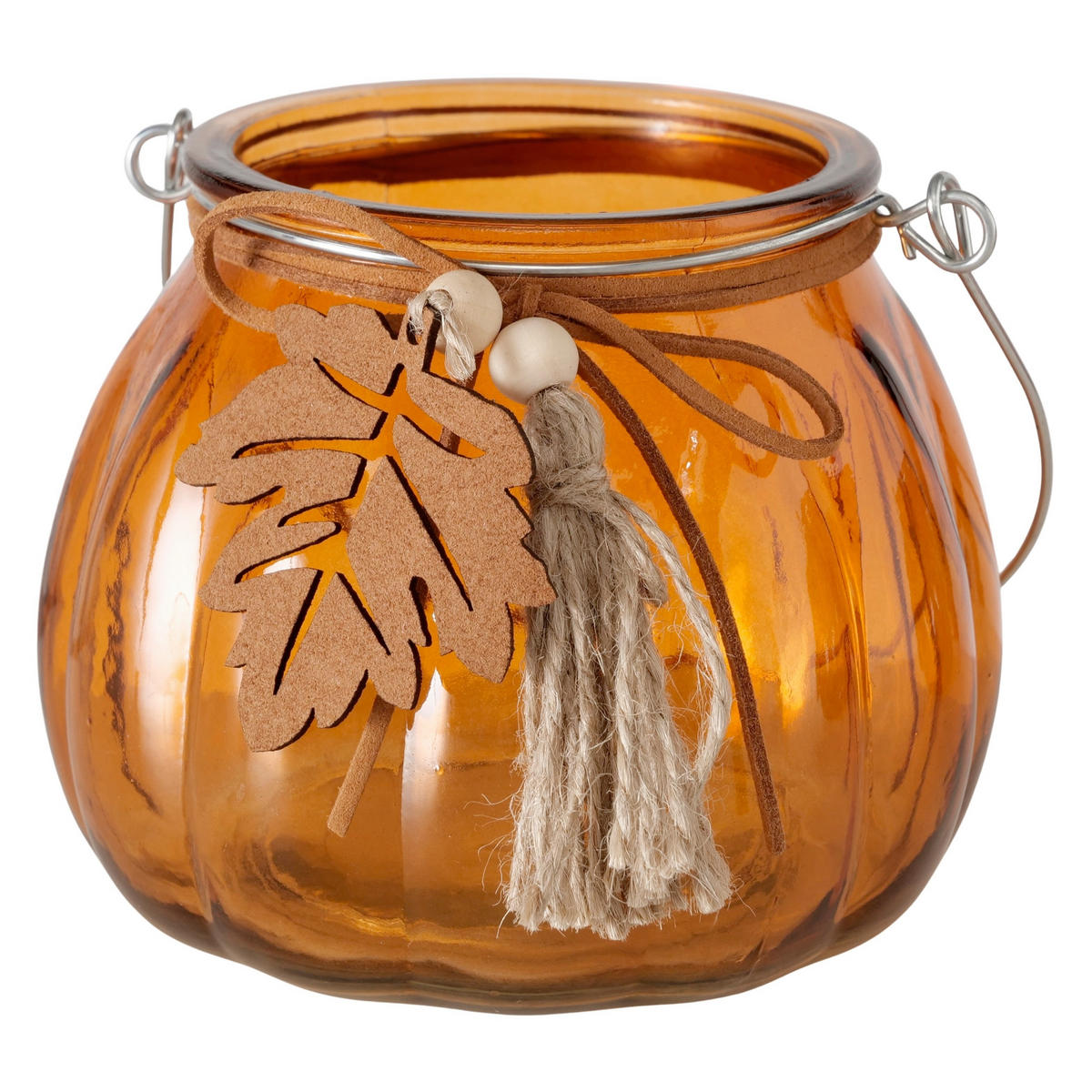 WINDLICHT - Braun/Orange, LIFESTYLE, Glas/Holz (10,5/9,5cm)