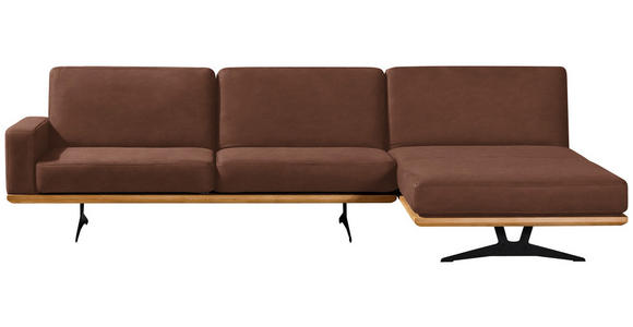 ECKSOFA in Flachgewebe Braun  - Schwarz/Braun, Natur, Holz/Textil (326/170cm) - Valnatura