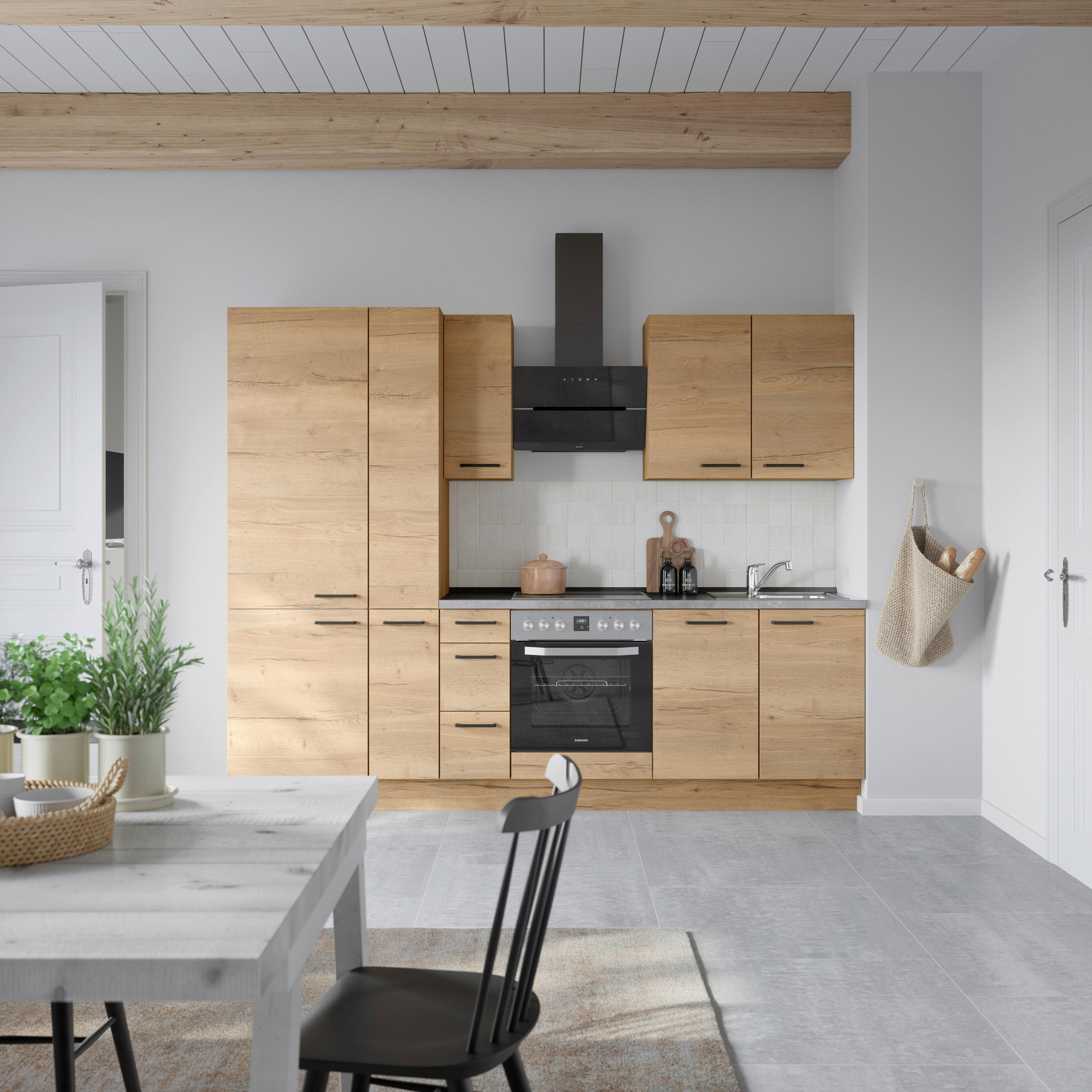 KÜCHENLEERBLOCK 270 cm   in Eichefarben, Schieferfarben  - Schieferfarben/Eichefarben, MODERN, Holzwerkstoff/Metall (270cm) - Nobilia