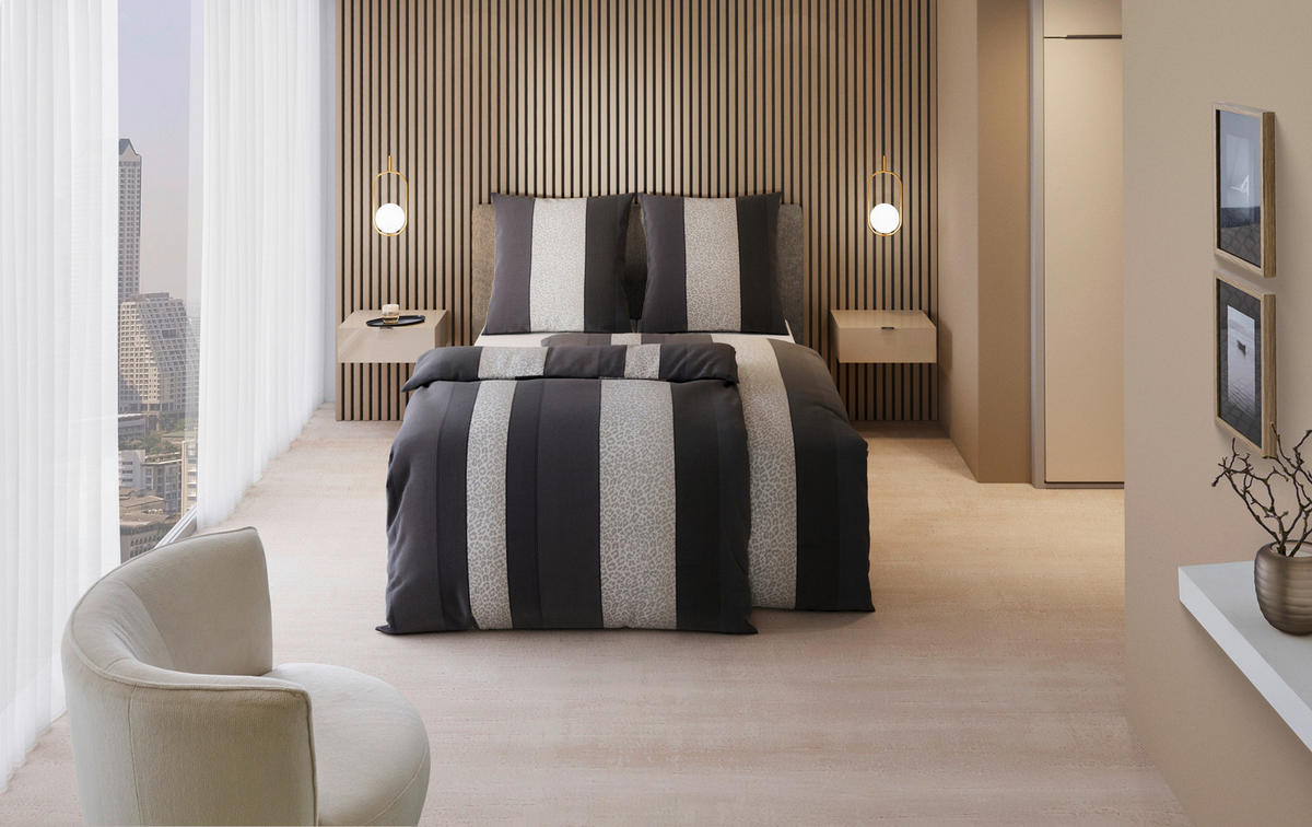 BETTWÄSCHESET Satin 160/210 cm  50 cm/70 cm  - Anthrazit, Textil (160/210cm) - Dieter Knoll