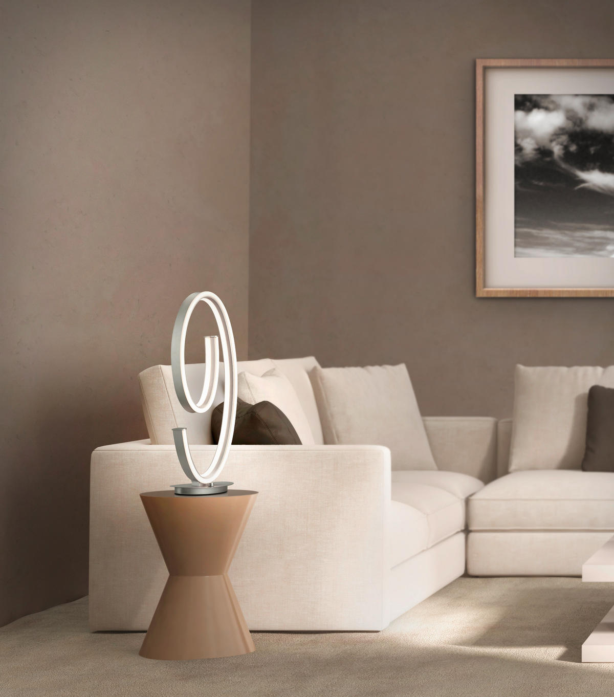 LED-TISCHLEUCHTE Cinque   - Nickelfarben, Design, Metall (26/16/65cm) - Cinque