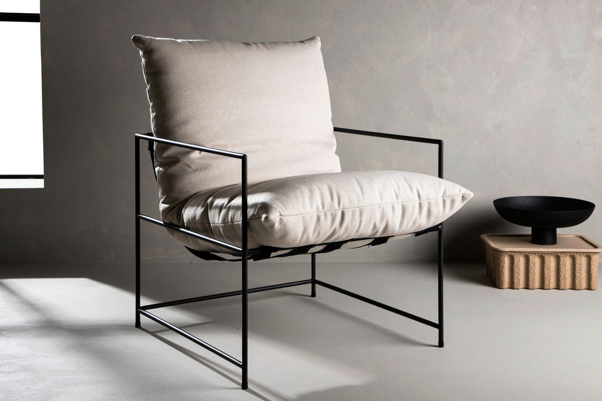 FÅTÖLJ i textil, metall vit  - vit, Design, metall/textil (68.5/97.5/90cm) - Livetastic