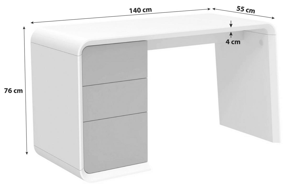 BIROU in material pe bază de lemn 140/76/55 cm  - alb/taupe, Lifestyle, material pe bază de lemn (140/76/55cm) - MID.YOU