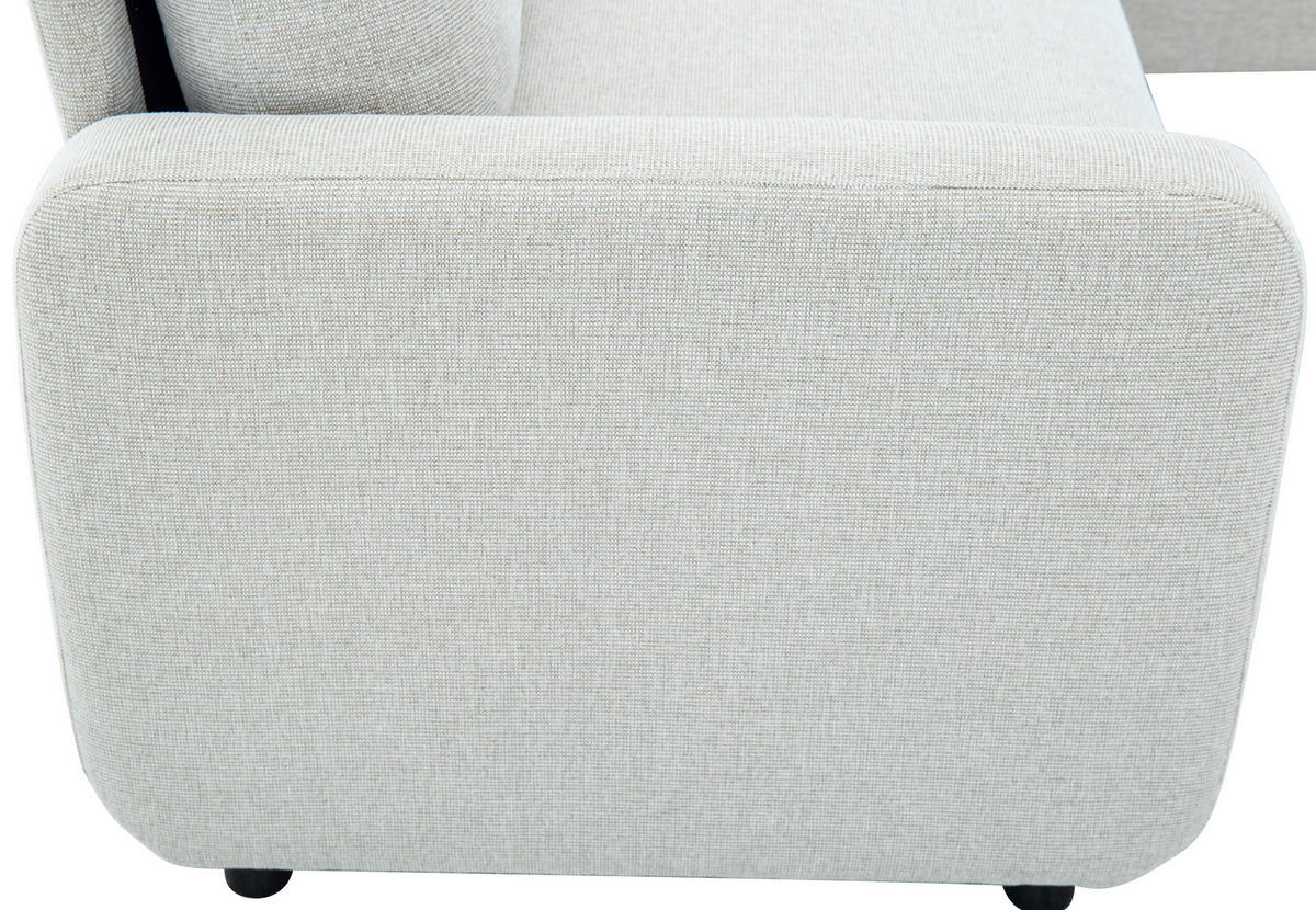 ECKSOFA Leinenoptik Beige  - Beige/Schwarz, Design, Kunststoff/Textil (152,5/225,5cm) - Livetastic