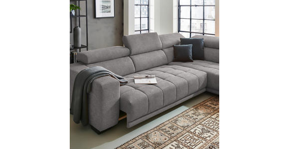 ECKSOFA in Mikrofaser Hellgrau  - Hellgrau/Schwarz, Design, Textil/Metall (301/207cm) - Xora