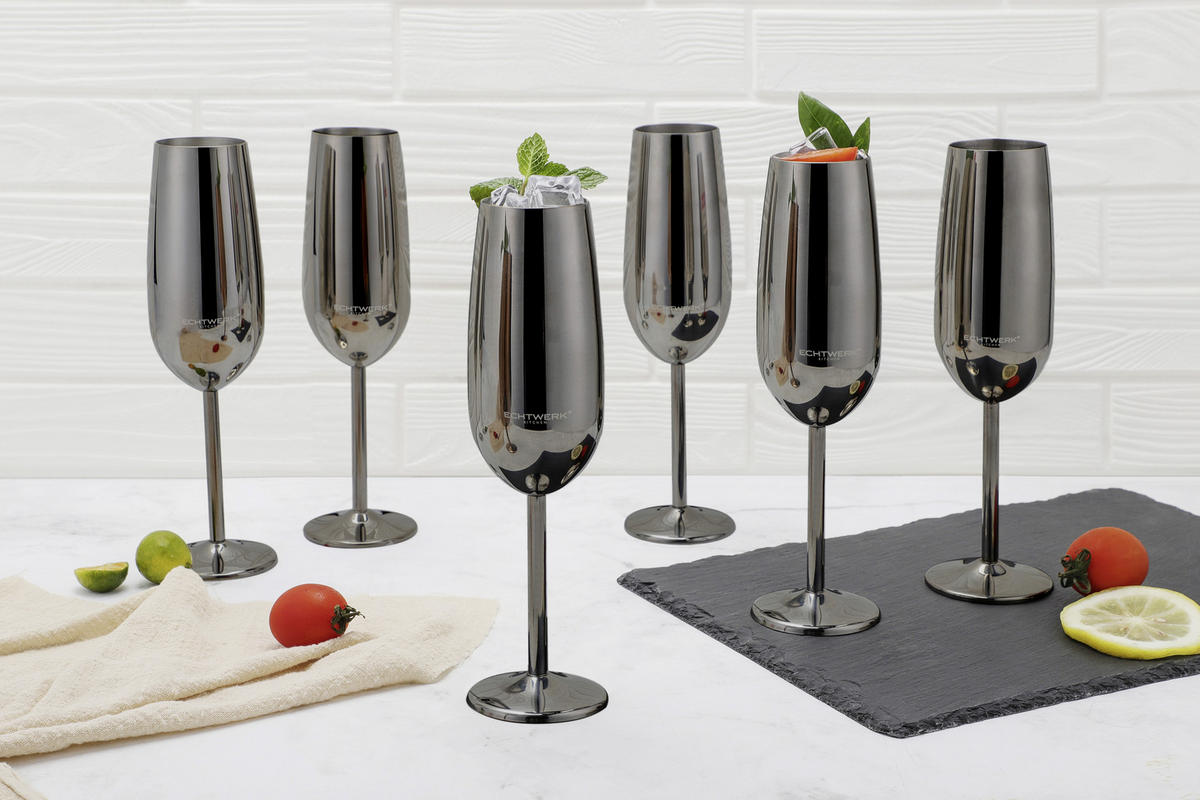 GLÄSERSET  6-teilig  - Schwarz, Trend, Metall (22,5cm) - Echtwerk