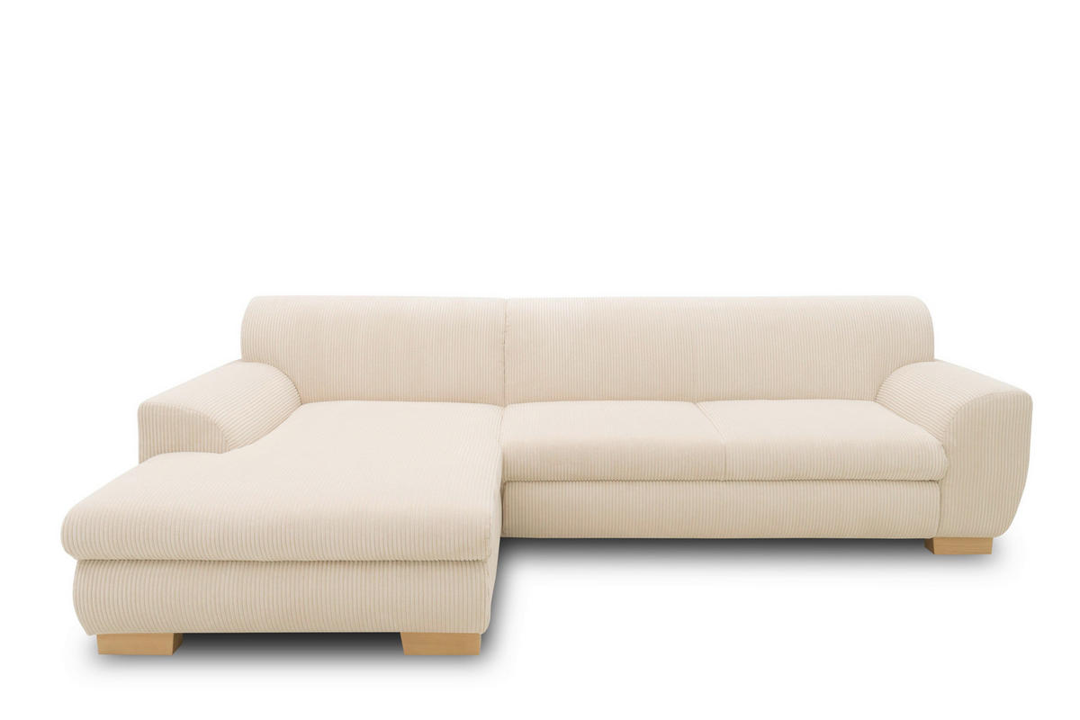 ECKSOFA NIKA Creme Webstoff  - Silberfarben/Creme, Basics, Holz/Textil (277/156cm) - MID.YOU