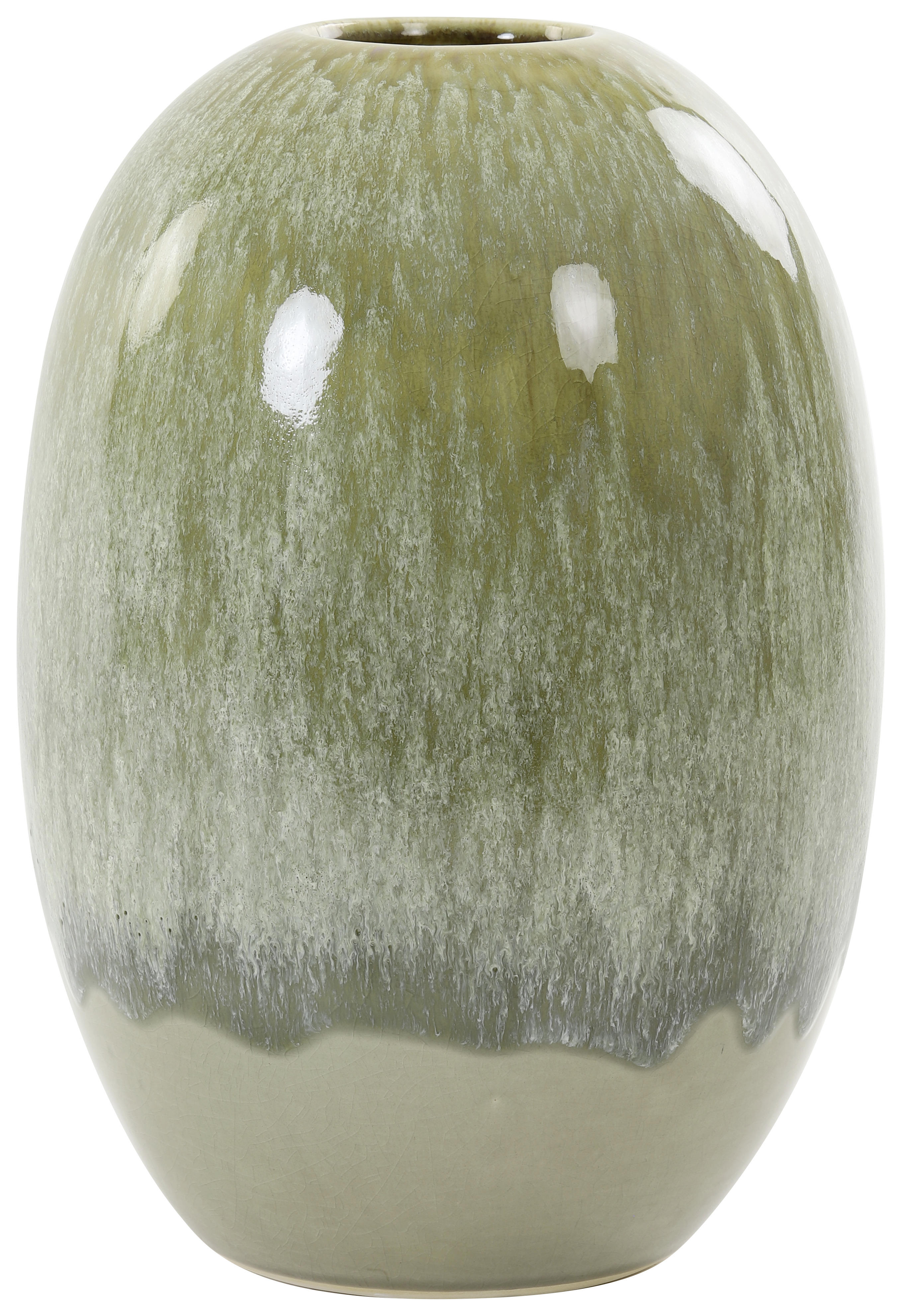 VASE  - Olivgrün, Trend, Keramik (21/21/30,5cm) - Light & Living