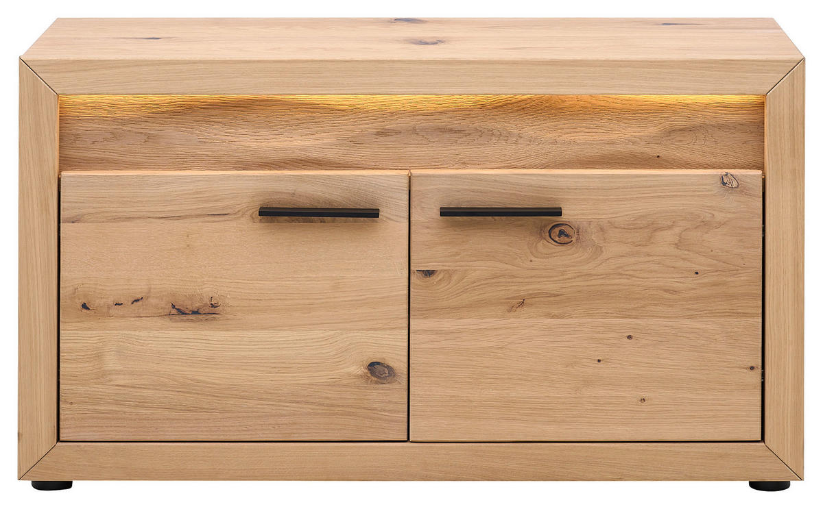 GARDEROBENBANK 99,6/57,4/40 cm  - Eichefarben/Schwarz, Konventionell, Holz/Metall (99,6/57,4/40cm) - Linea Natura