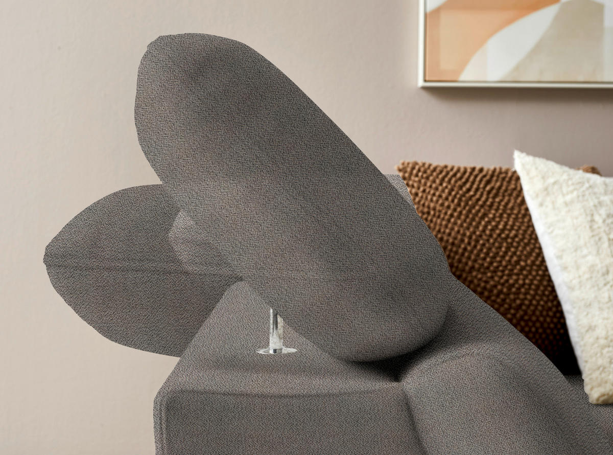 ECKSOFA in Flachgewebe Graubraun  - Eichefarben/Graubraun, Modern, Holz/Textil (212/287cm) - Valnatura