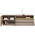 LOWBOARD Taupe, Eichefarben  207/69/42 cm  - Taupe/Eichefarben, Design, Glas/Holz (207/69/42cm) - Novel