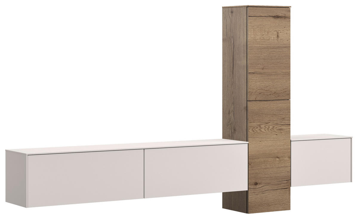 WOHNWAND  in Eichefarben, Hellgrau  282/160/37 cm  - Eichefarben/Hellgrau, Design, Holzwerkstoff (282/160/37cm) - Celina Home