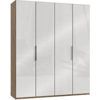 DREHTÜRENSCHRANK in Weiss, Eichefarben  - Chromfarben/Weiss, Modern, Glas/Holzwerkstoff (200/236/58cm) - MID.YOU