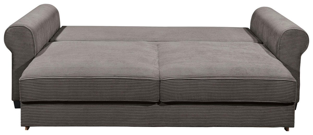 SCHLAFSOFA  mit Schlafen auf Sitzhöhe, Rücken echt Cord Mokka  - Schwarz/Mokka, Basics, Kunststoff/Textil (250/95/125cm) - MID.YOU