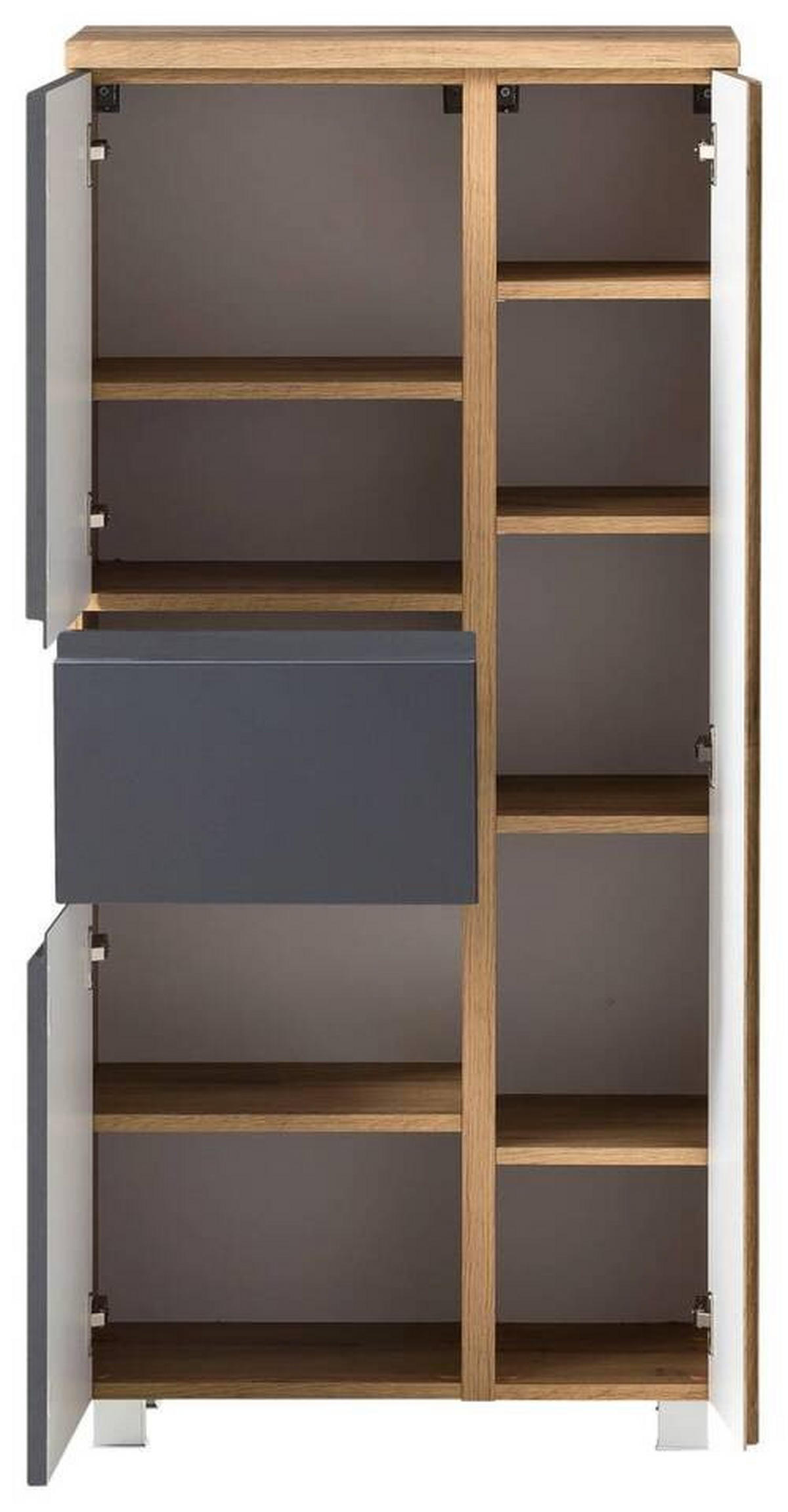 MIDISCHRANK 65/130/35 cm  - Silberfarben/Eiche Wotan, Modern, Holzwerkstoff/Kunststoff (65/130/35cm) - Held