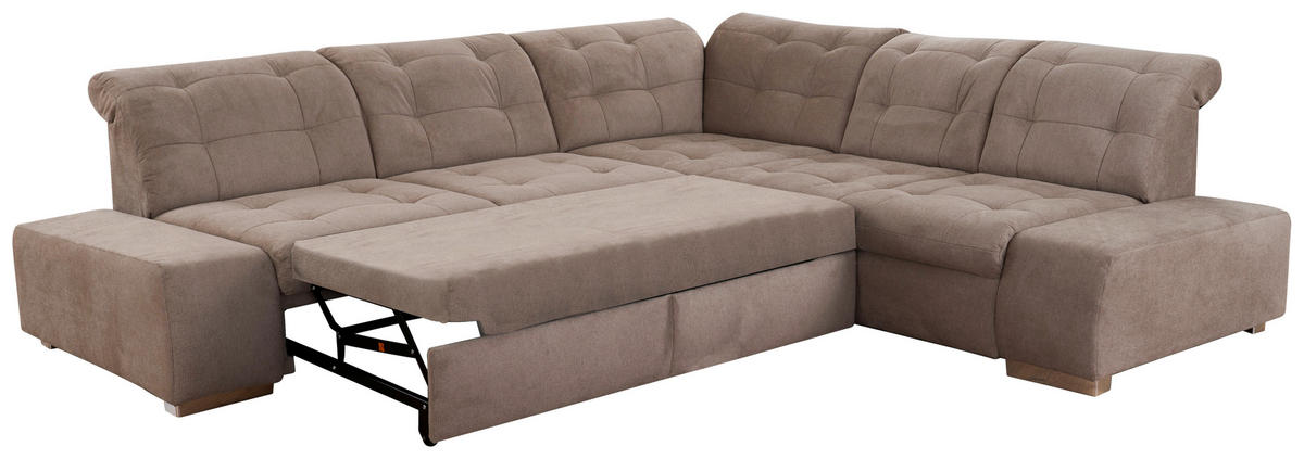 ECKSOFA inkl. Funktion in Flachgewebe Braun  - Chromfarben/Braun, Modern, Kunststoff/Textil (283/254cm) - Sit & More