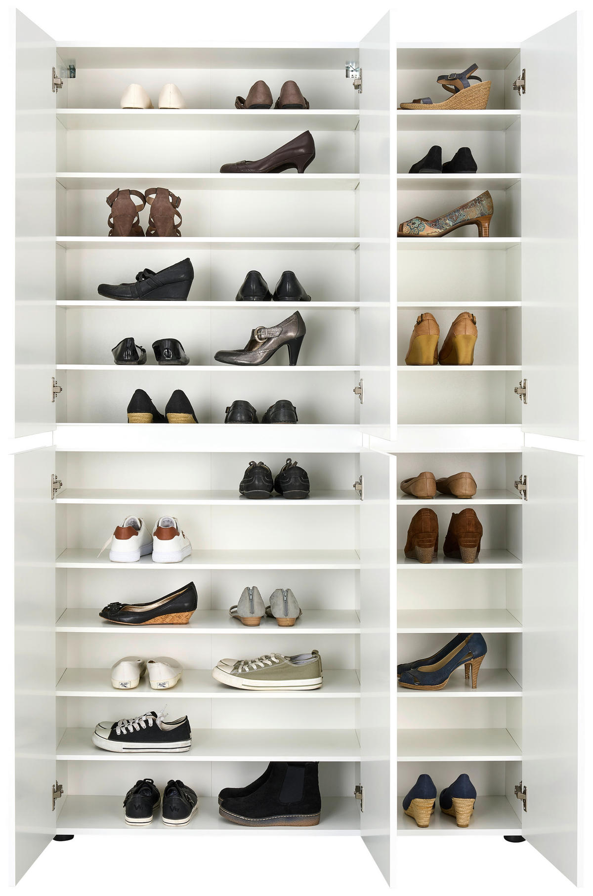 SCHUHSCHRANK Weiß  - Schwarz/Weiß, Design, Holzwerkstoff/Kunststoff (120/200/34cm) - home24